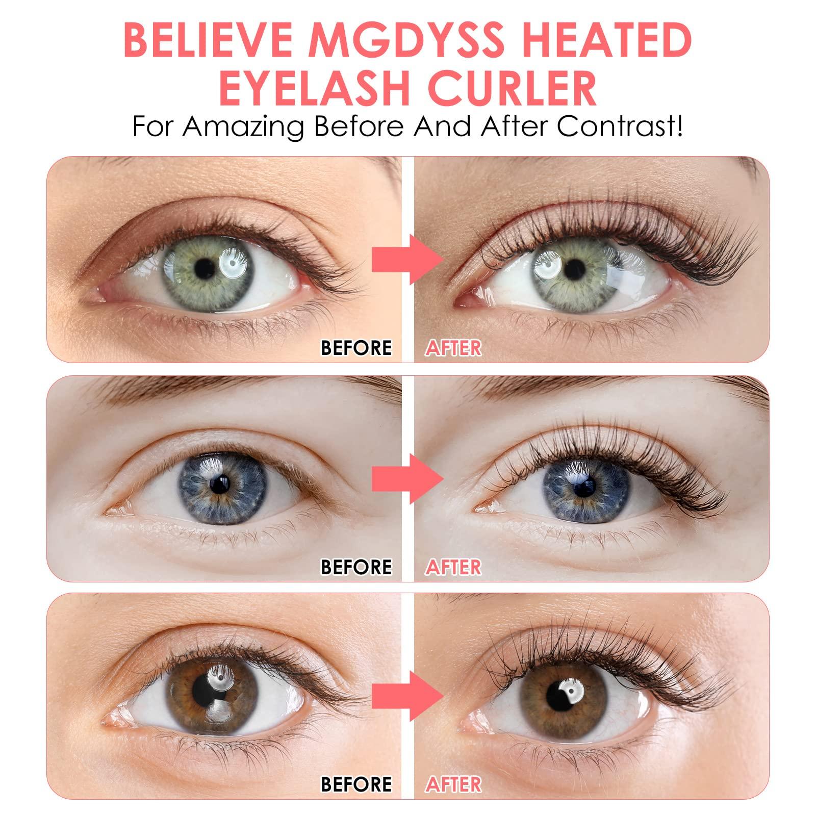 MGDYSS Heated Eyelash Curlers, Electric Eyelash Curlers, Rechargeable Lash Curler with Flexible Silicone Pad, Long-Lasting, Natural Curling Eye Lashes, Pink