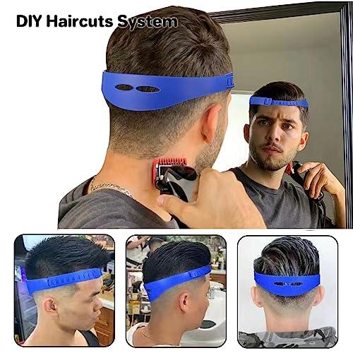 Biottro Neckline Shaving Template, 2PCS Hair Cutting Guide Tool for Men Adjustable Curved Silicone Band DIY Self Haircut System for Hair Clipper Timmer Shaver (Black + Gray)