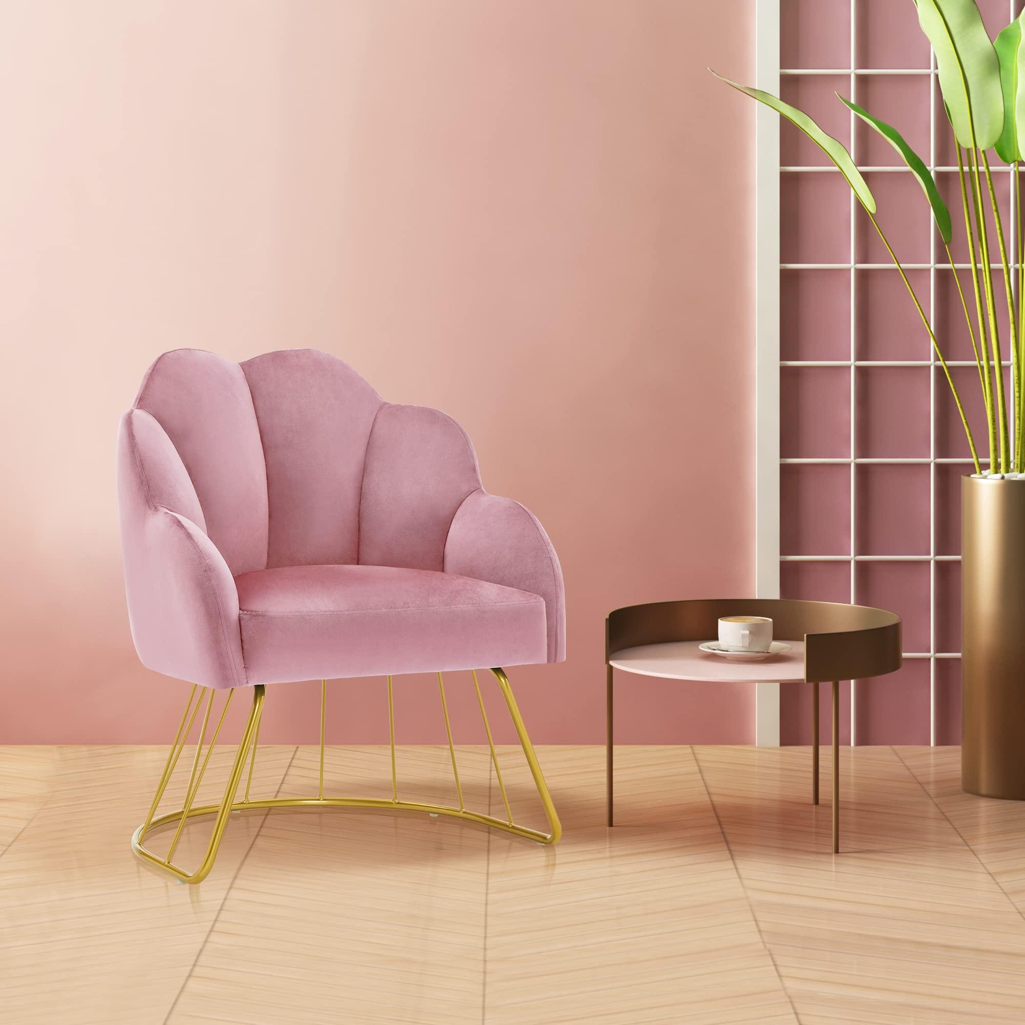 BarberPub BarberPub Living Room Chair, Manicure Chair for Technician, Makeup Beauty Vanity Armchair, Nail Salon Equipment for Manicurist 3510 (Pink)