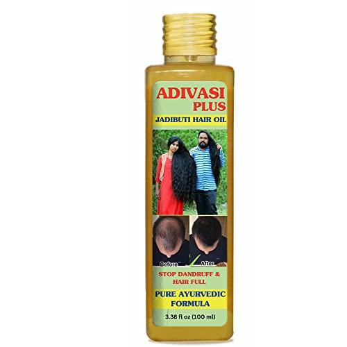 Adivasi Ayurvedic Hair Care Adivasi Plus Herbal Hair Oil Sesame oil, coconut oil, castor oil, neem amla bhringraj, Adivasi Herbal Hair Oil for Hair Growth & Anti Hair fall Control - Helps Hair Thickening