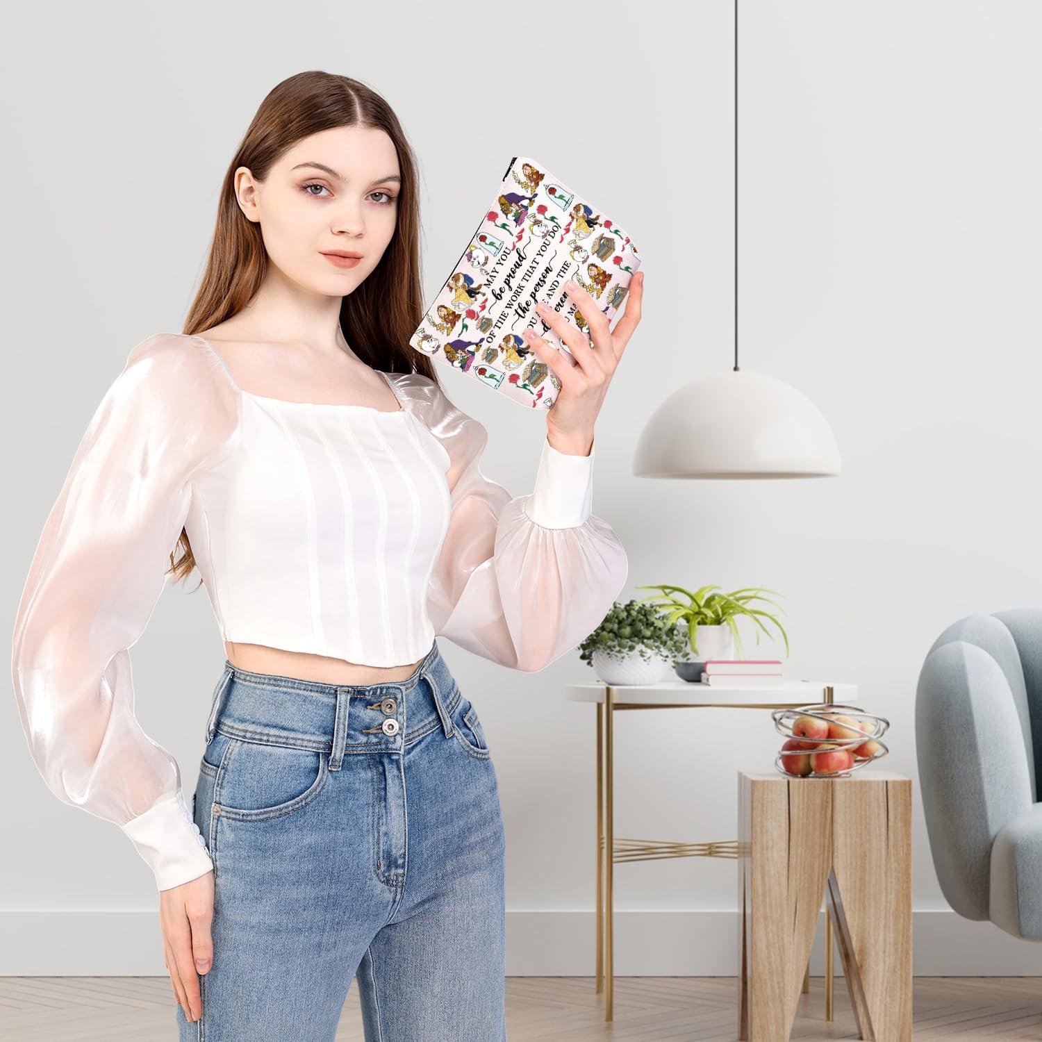 BDPWSS BDPWSS Beauty Beast Story Inspired Gift May You Be Proud Of The Work That You Do The Person You Are Princess Belle Makeup Bag (Be proud beauty bag)