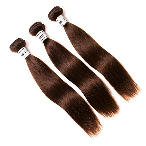 Ornate Hair Light Brown Bundles Human Hair Brazilian Straight Hair Virgin Bundles 3 Bundles 100% Unprocessed Human Hair Weave Bundles Extensions 9A Grade Brown Bundles Sew In(10 12 14 Inch, 4# Straight Bundle)