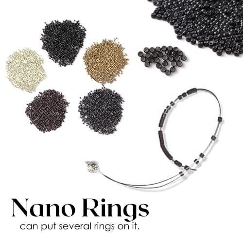 My Hair Tools My Hair Tools Hair Extension Nano Rings Threader Loop Hook Pulling Needle Tool 3pcs Micro Beads Links Feather Hair Extensions Threading Tool (3Pcs Threading Tool), Silver, 24cm