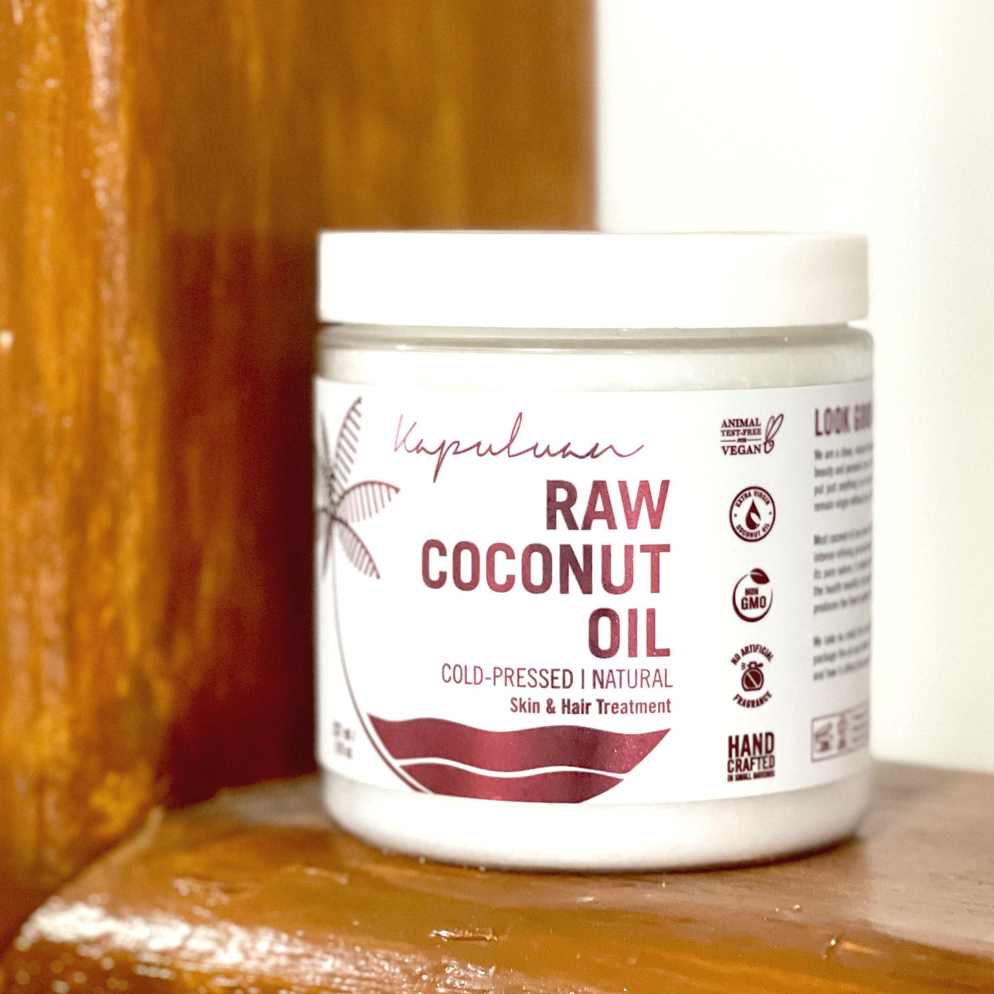 Kapuluan Kapuluan Organic Coconut Oil for Hair, Skin  Raw Extra Virgin Coconut Oil - Pure Unrefined Cold Pressed Oil with MCTs for Body Care or Haircare, Hair Growth, Aceite de Coco Organico, Baby, Dogs, Pets