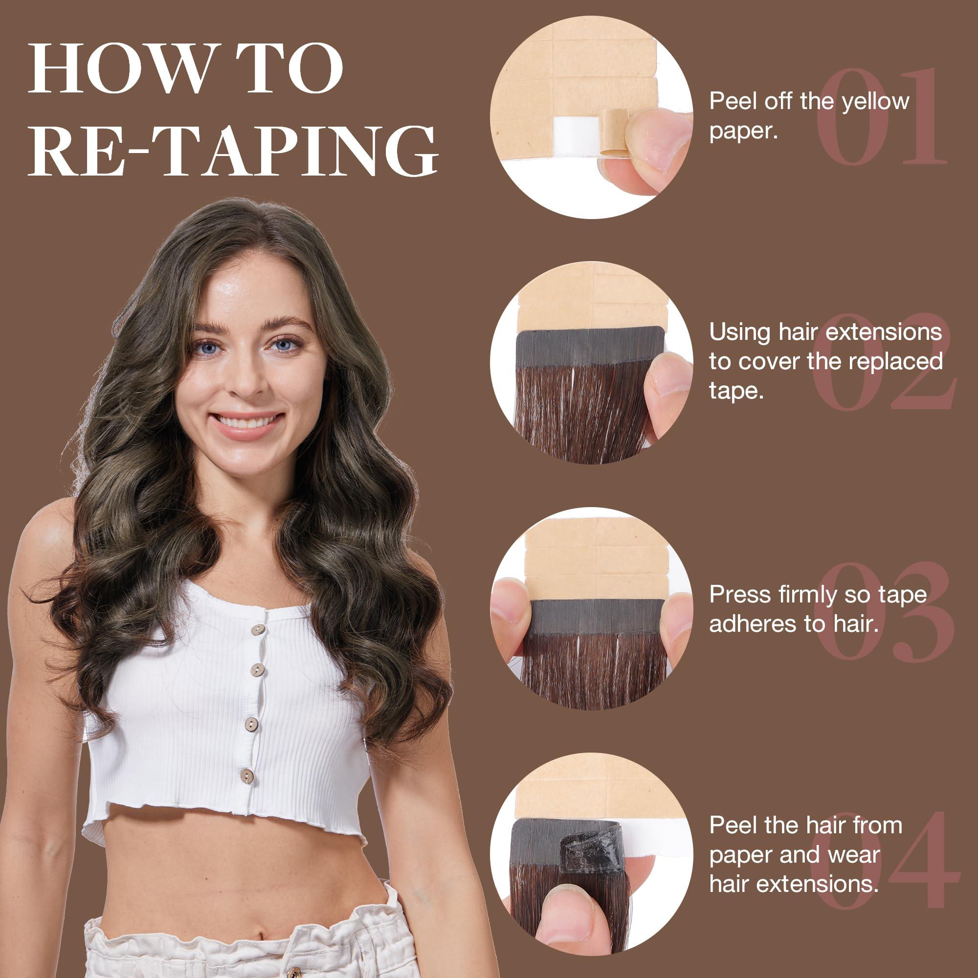 GOO GOO GOO GOO Tape in Hair Extensions Human Hair, 1B/16/1B Balayage Natural Black to Light Blonde, 18inch 50g 20pcs, Thick Ends Straight Seamless Tape in, Invisible Tape in Hair Extensions Human Hair