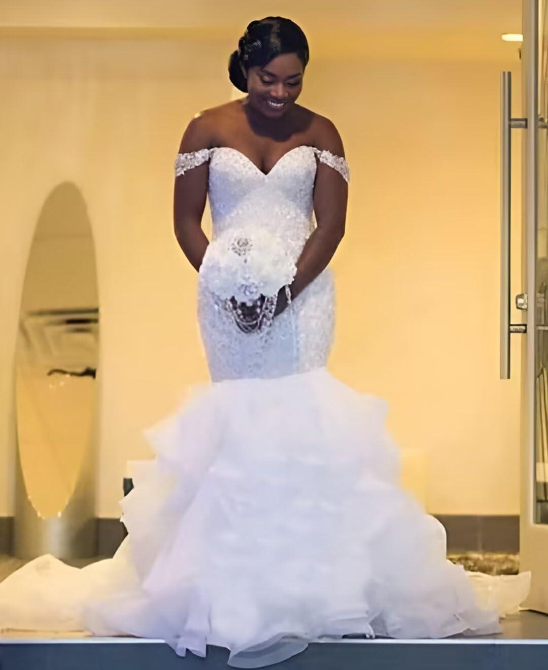 Chady Chady Strapless Bridal Gowns Long for Women 2023 Plus Size Lace Applique Long Train Luxury Sweetheart Wedding Dresses for Bride White 20w