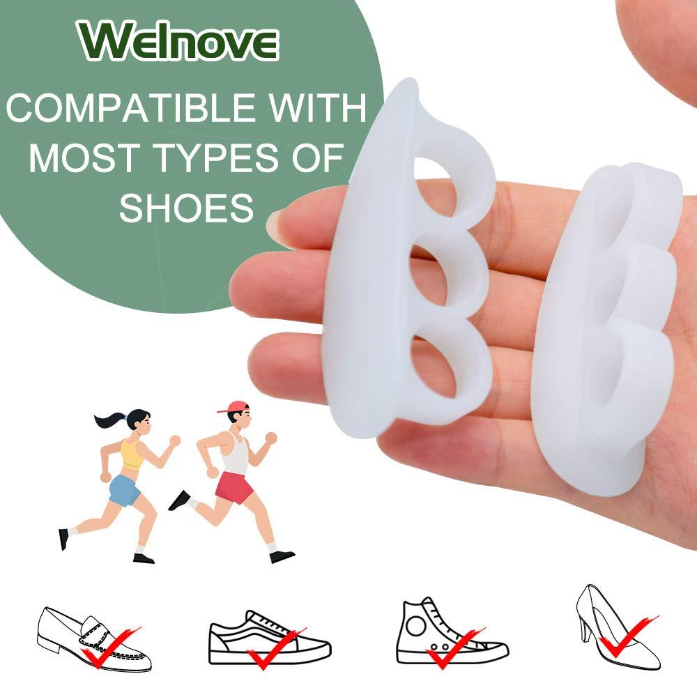 Welnove Welnove Hammer Toe Crests Straightener 4 Pcs Gel Toe Support Pads Cushion(3 Loops White) Relief for Overlapping-Curled-Hammer-Claw Toes