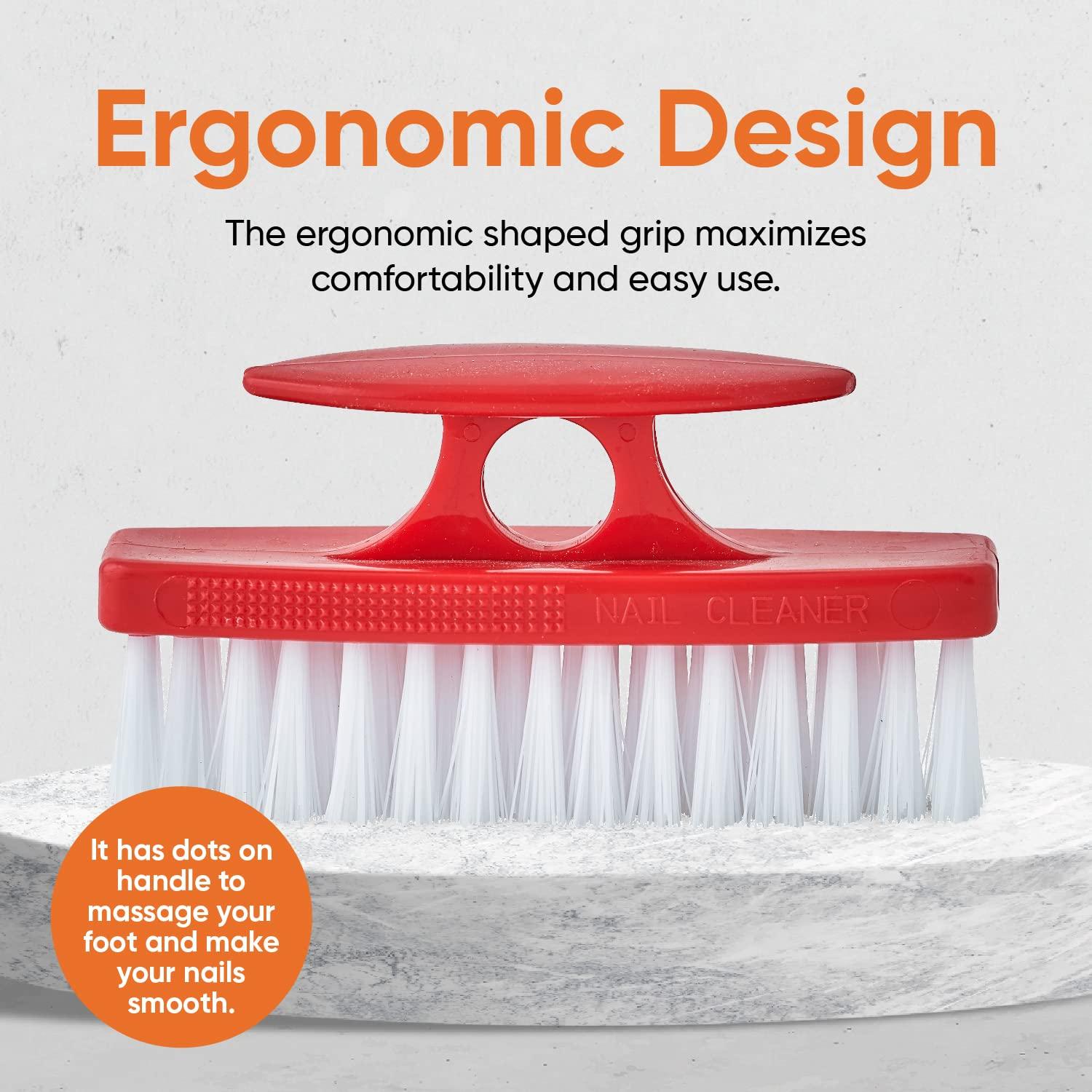 Superio Superio Nail Brush for Cleaning Fingernails, Nail Scrubber Brush, Toe Foot Hands Fingernail Brush Cleaner- Small Scrub Brush- All-Purpose Stiff Cleaning Brush for Home, (6 Pack, Red)