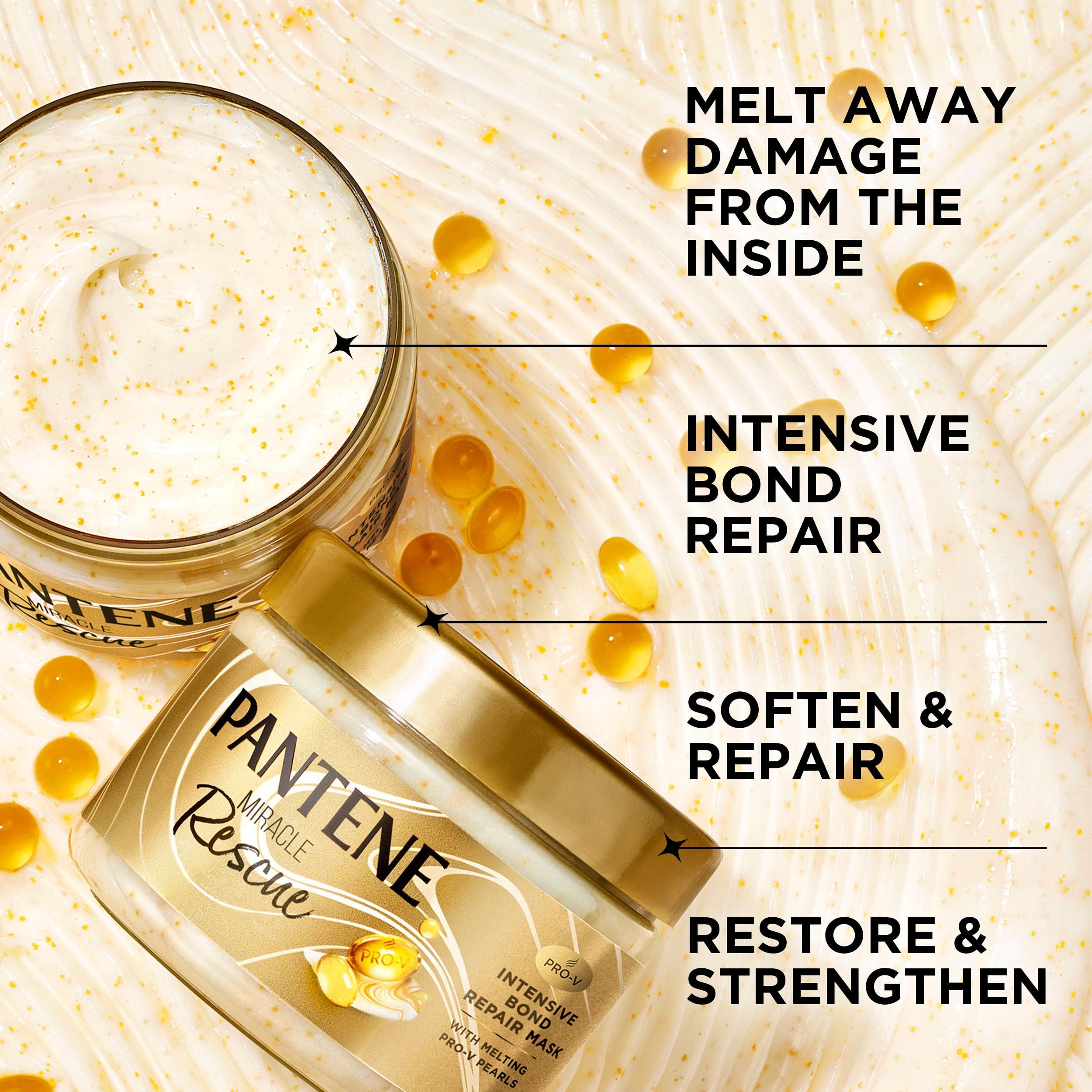 Pantene Pantene Miracle Rescue Hair Mask, Intensive Bond Repair with Melting Pro-V Pearls, Melts Away Damage, Builds Bonds, Strengthens Against Damage, Deep Conditioning for Dry Damaged Hair, 10.1 fl oz