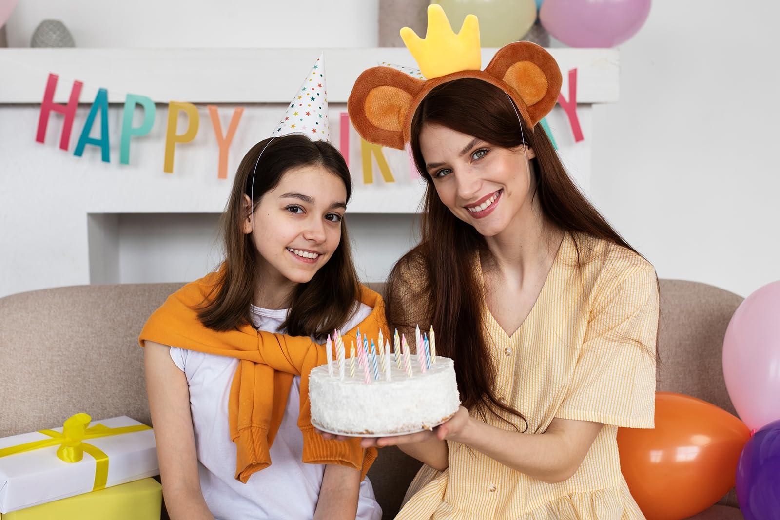 Ylimaf 3 Pack Monkey Headband with Banana Crown, Animal Ears Hairband for Costume Accessories