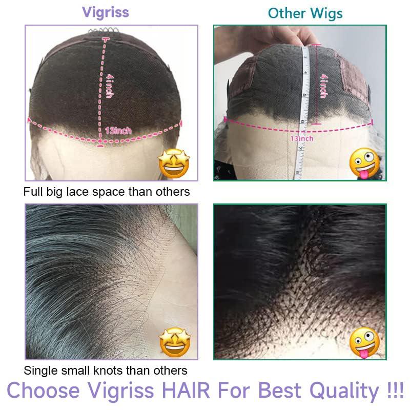 Vigriss 28 Inch Body Wave HD Lace Front Wigs Human Hair 180% Density 13x4 Lace Front Wigs Human Hair Pre Plucked Glueless Frontal Wigs Human Hair Lace Front Wig with Baby Hair for Women Natural Black