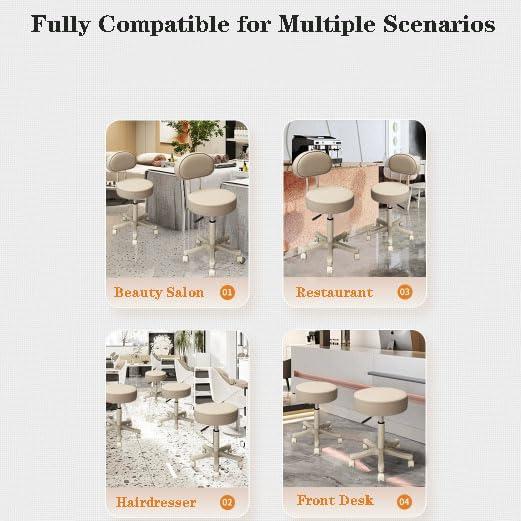 SFKLYU Rolling Stool with Back Support and Footrest Adjustable Beauty Rolling Chair Swivel Salon Stool for Salon, Spa, Massage, Tattoo,A5