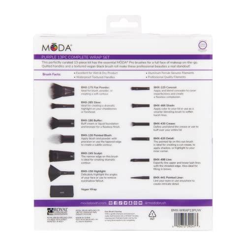 MODA MODA Pro Full Face 13PC Makeup Brush Set with Travel Pouch (Purple)