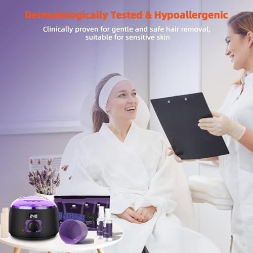 BLITZWAX BLITZWAX Waxing Kit for Women Men Digital Wax Kit Suitable for Sensitive Skin/Brazilian/Full Body/Bikini/Hair Removal Hard Wax Kit with 50 Wax Items for Home, Salon and Beginners