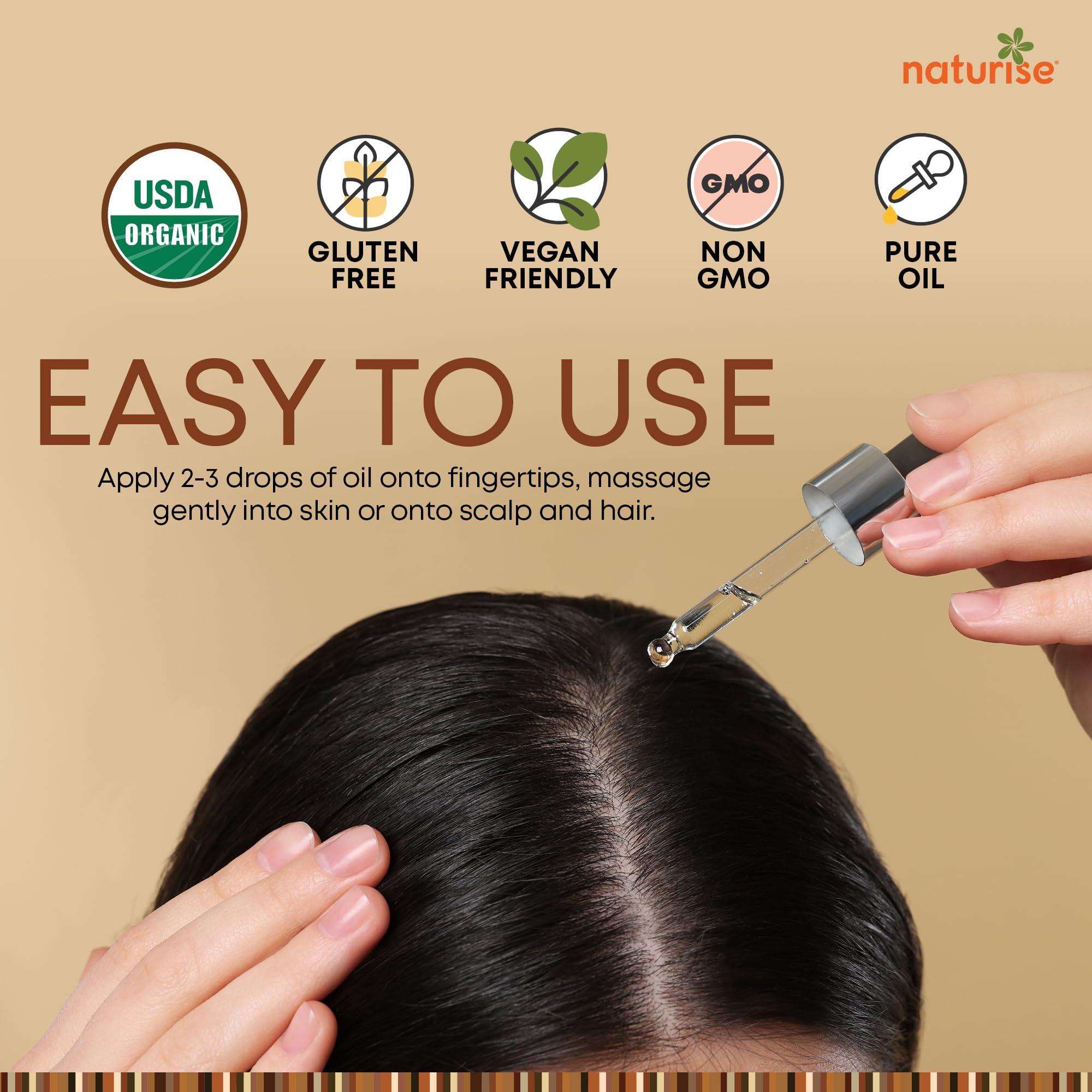 Naturise Naturise Organic Argan Oil - Organic Argan Oil Cold Pressed Argan Oil of Morocco - Vegan Non-GMO Gluten Free Argan Oil for Hair Growth and Skin Moisture - 100% Pure Moroccan Oil Hair Oil (4 fl. oz.)