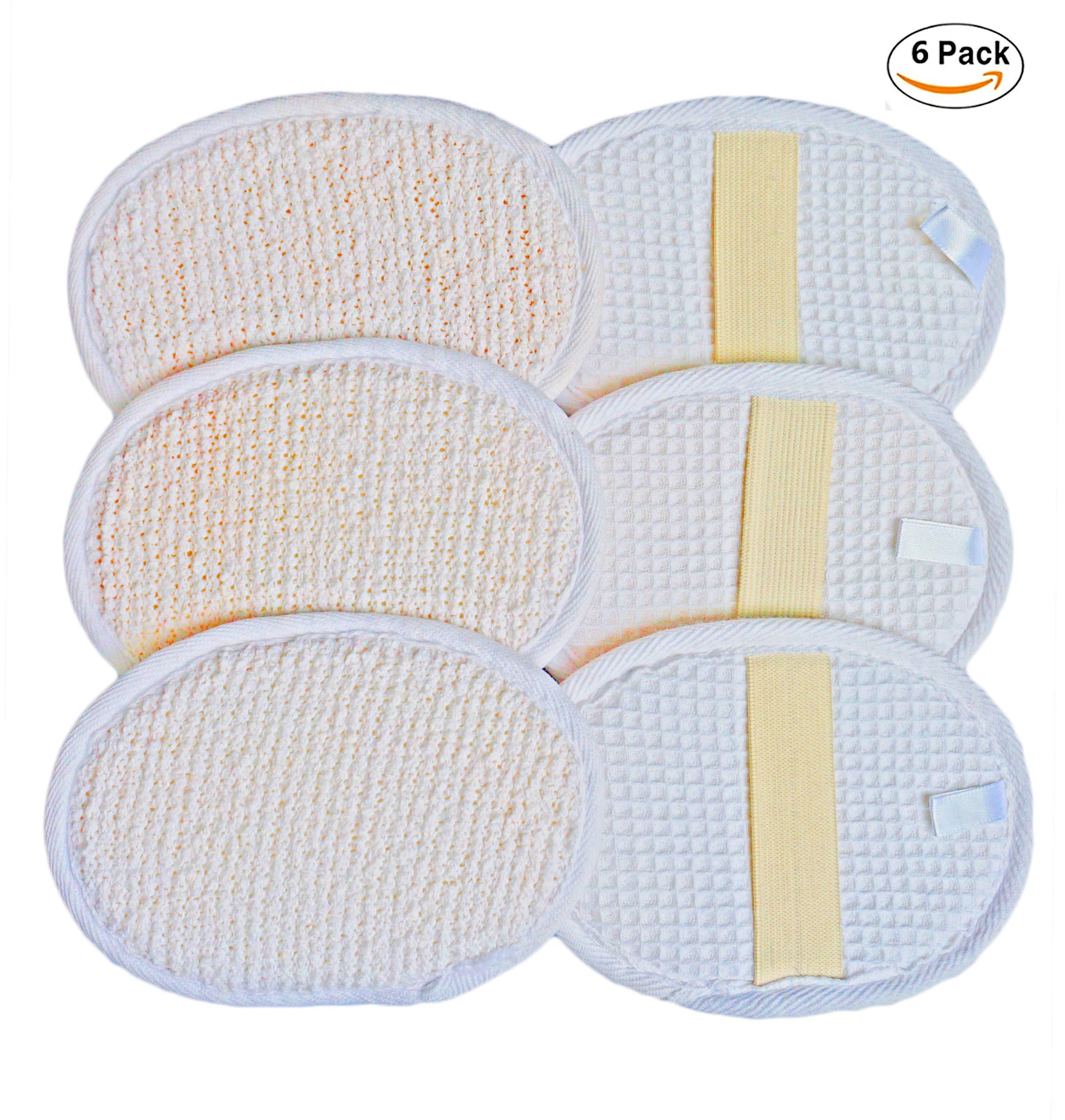 JINS-Hung 6Pack (Large 6.3x4.3 inches) Exfoliating Face Body Pad (100% Soft Terry Cloth) Cloth Materials Loofah Sponge Scrubber Brush Close Skin for Men and Women When Bath Spa and Shower