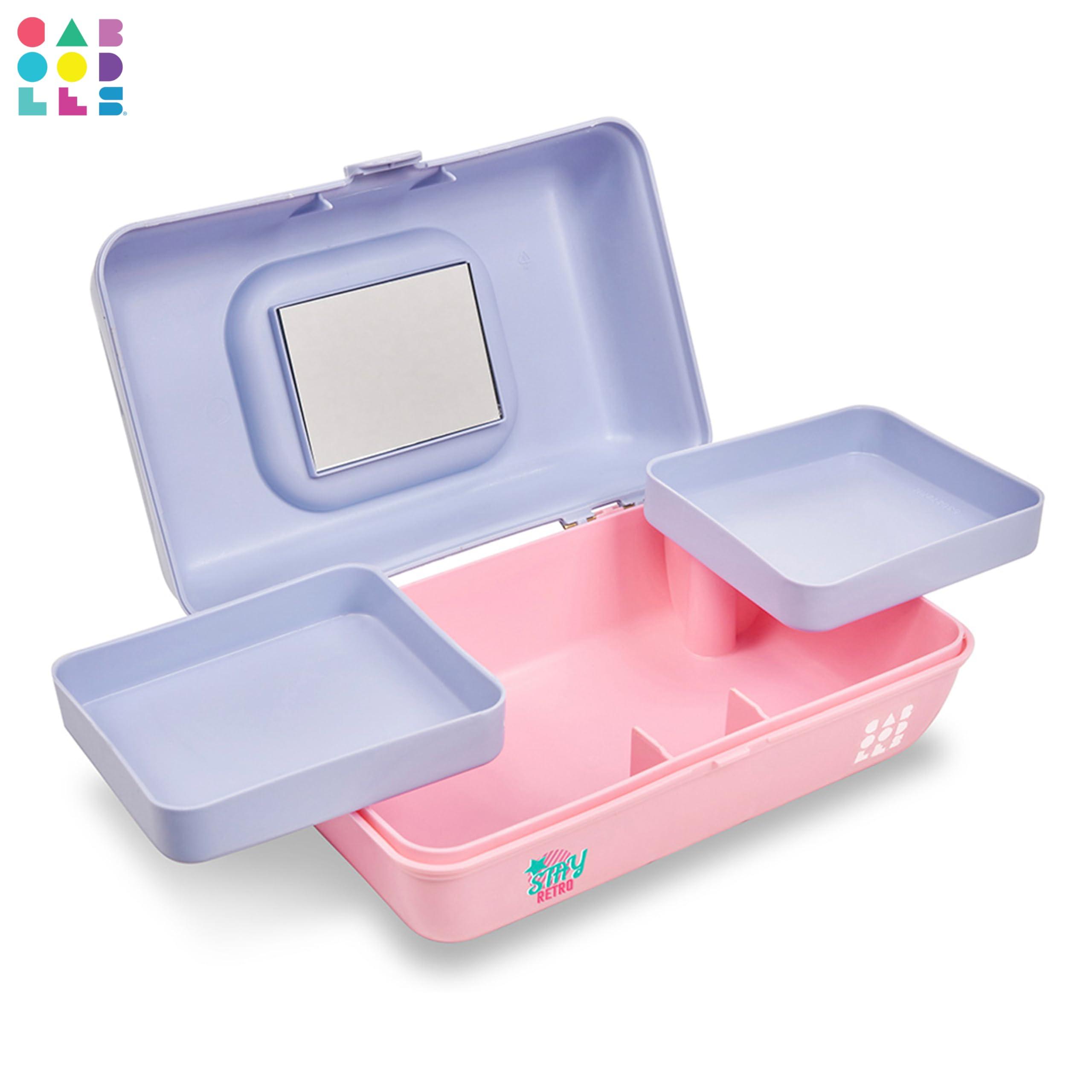 Caboodles Caboodles Pretty in Petite Makeup Box, Two-Tone Periwinkle on Pink, Hard Plastic Organizer Box, 2 Swivel Trays, Fashion Mirror, Secure Latch for Safe Travel