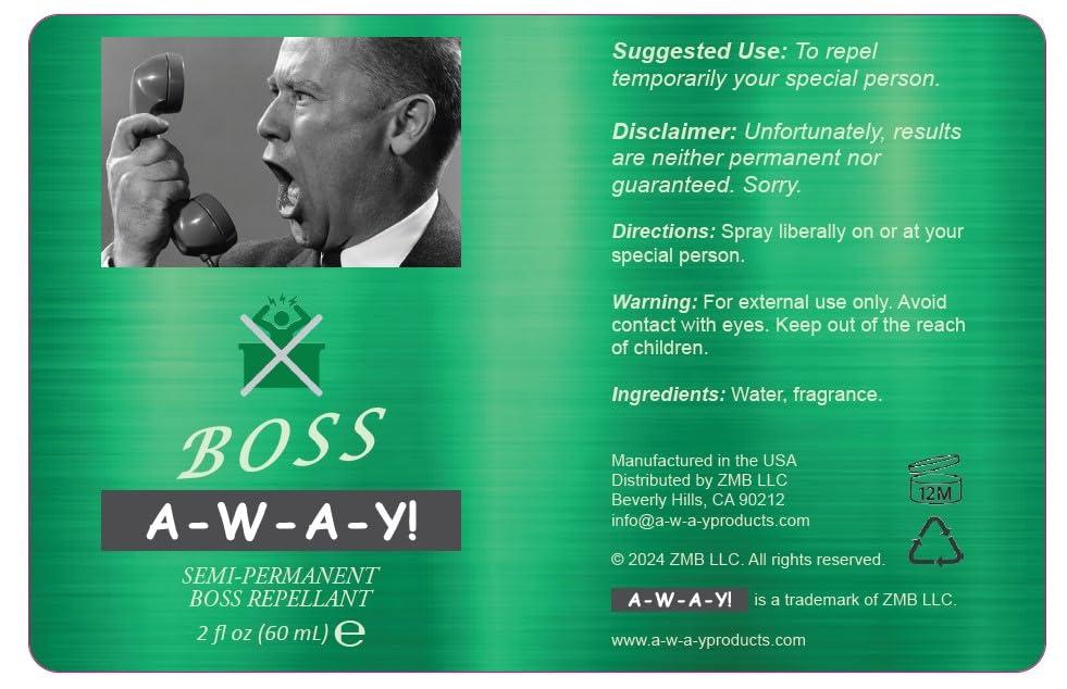 A-W-A-Y! Boss Repellant Mist - Gag Gifts for the Office Party - Hilarious Silly Boss Present - Unique Prank Stuff - Funny Gift for Bosses Day