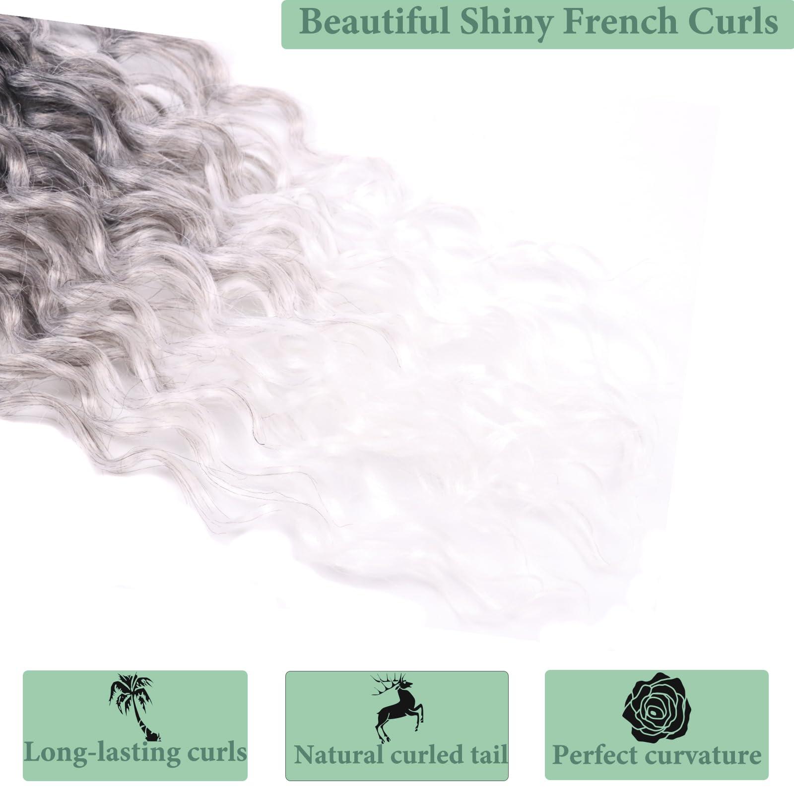 CUUKEA Deep Faux Locs Crochet Hair With Curly Ends 14 Inch Soft Locs Pre looped Goddess Locs Crochet Hair Deep Wave Crochet Braids for Women Locs Crochet Hair(Black to white)