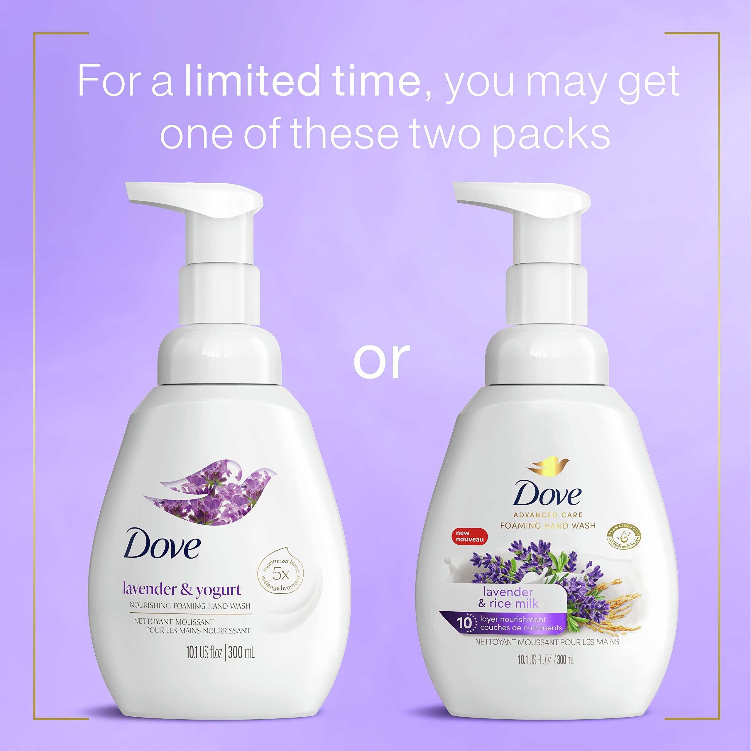 Dove Dove Foaming Hand Wash Lavender & Rice Milk and Aloe & Eucalyptus Packs of 4, 10.1 oz Each, Moisturizes Skin 10 Layers Deep