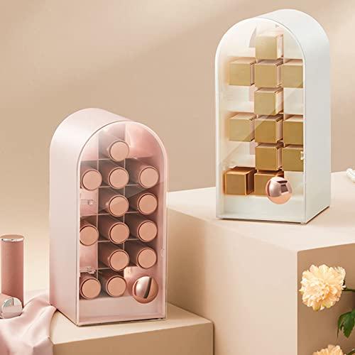 XANHOY XANHOY Cosmetic Organizer Storage Lipstick Organizer With Lid Dustproof Waterproof Lipsticks Dresser Holder Box For Case Counte Acrylic Lipstick Holder With Lid, White