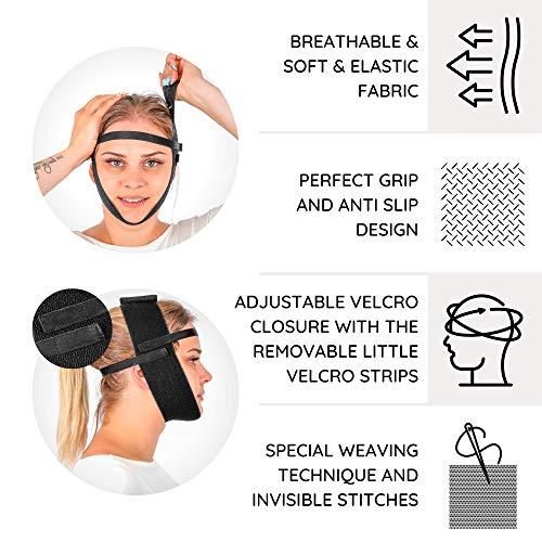 ikido Post Surgery Facial Compression Garment Chin Strap Band, Double Chin Face Wrap Tape, Jawline Exerciser, Face Slimmer, Jowl Tightening, Chin Lifting Belt (Black)