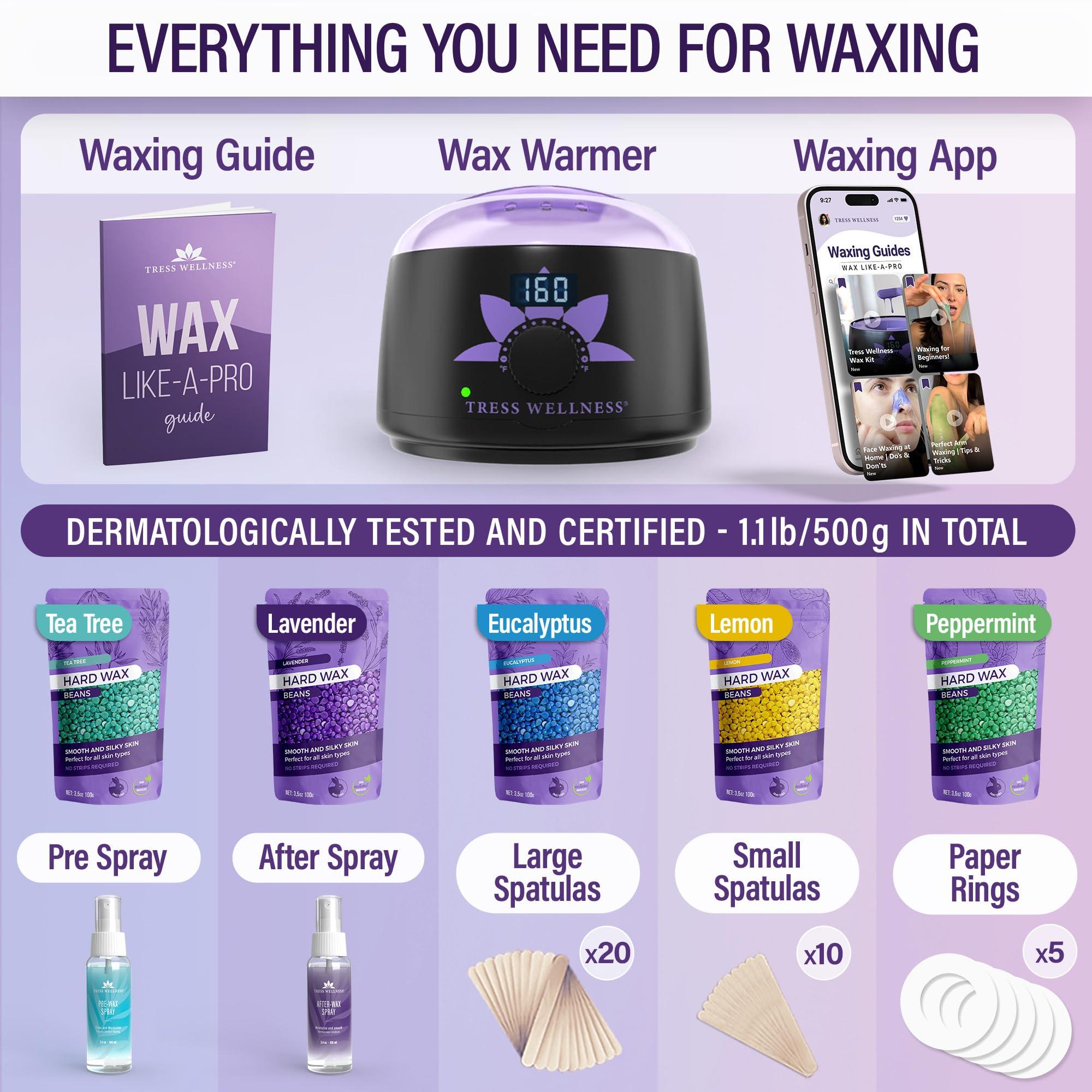 Tress Wellness Tress Wellness Waxing Kit for Brazilian Wax - Easy to Use - For Sensitive Skin - Digital Display, Black Purple Flower
