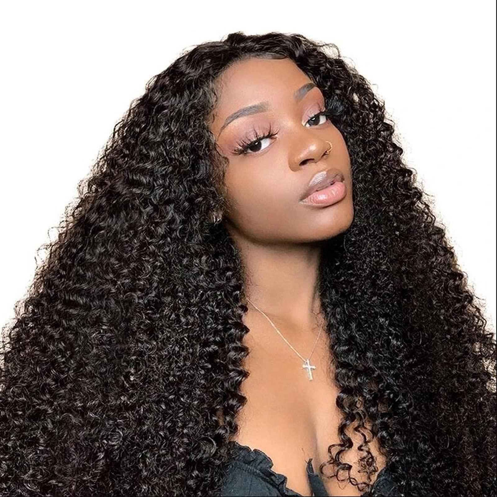 LINYINGYH LINYINGYH 24 Inch Curly Bundle Human Hair Jerry Curl Single Bundles 12A Kinky Curly 1 Bundle Weave 100% Unprocessed Remy Hair Extensions Bundles Natural Color