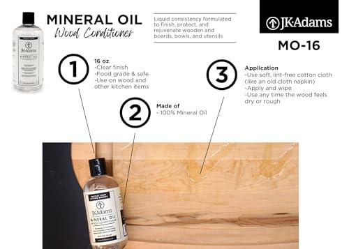 J.K. Adams J.K. Adams Cutting Board Butcher Block Care Mineral Oil 16 oz Wood Conditioner Cream, Clear