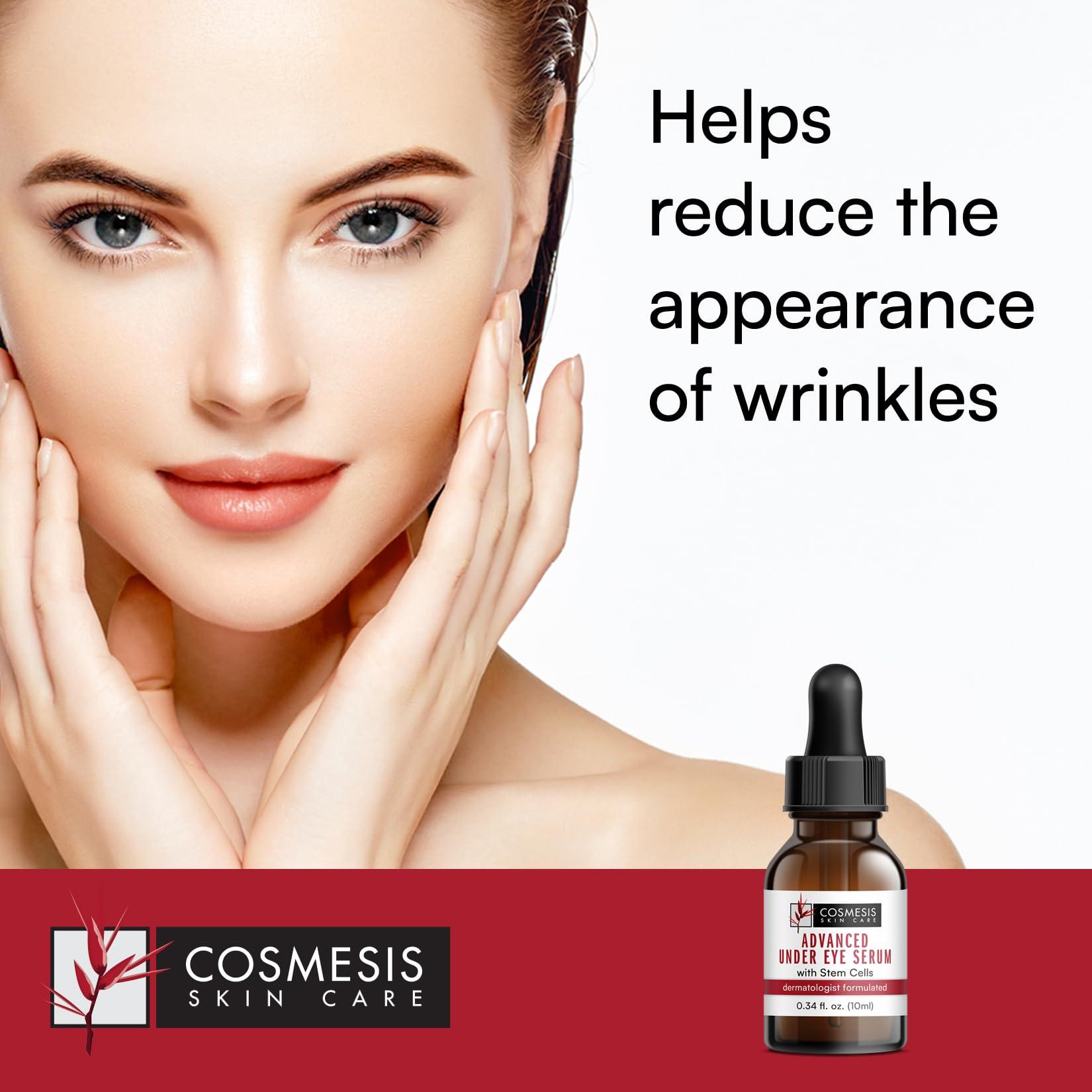 Cosmesis Skin Care Advanced Under Eye Serum with Stem Cells - Reduce Wrinkles, Moisturize & Nourish - Pomegranate, Blueberry & Seaweed Extracts - 1/3 oz