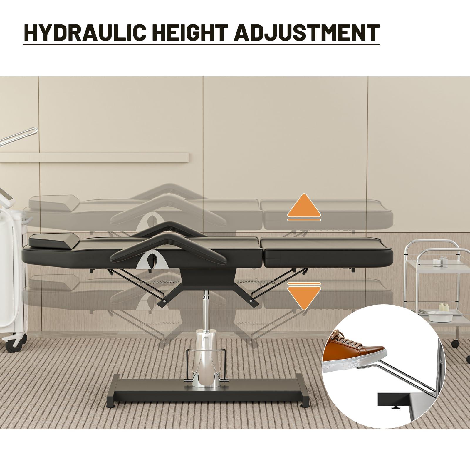 DeerDean DeerDean Hydraulic Tattoo Chair Bed for Client Facial Beds for Esthetician Chair Adjustable Facial Bed Spa Chair Massage Table Beauty Salon, Black