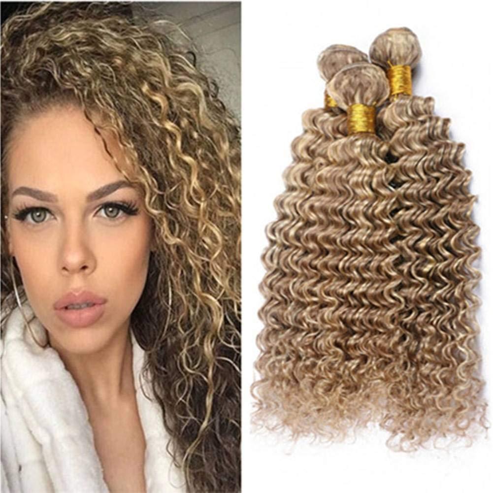 Tony beauty hair Tony Beauty Piano Mix Color Virgin Brazilian Deep Wave Human Hair Weave 3/4 Bundles Lot #8/613 Light Brown Mixed with Blonde Piano Color Human Hair Weft Extensions 10-30" (26 28 30 30)