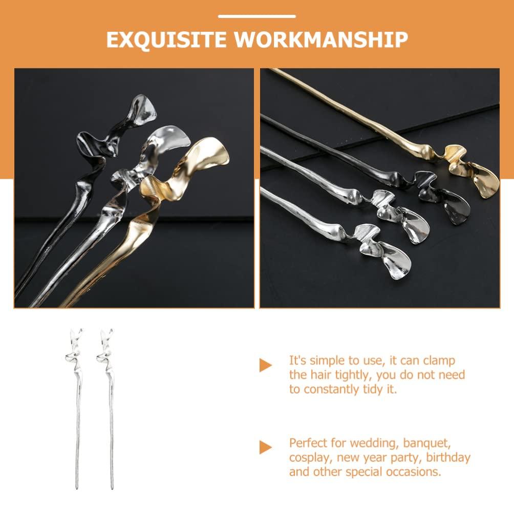 Luxshiny 2pcs Geometric Metal Hair Chopsticks Hair Stick Minimalist Jewelry for Women Girl Hair Accessories Hair Bun Accessories for Women Chopsticks for Hair Chinese Hair Accessories