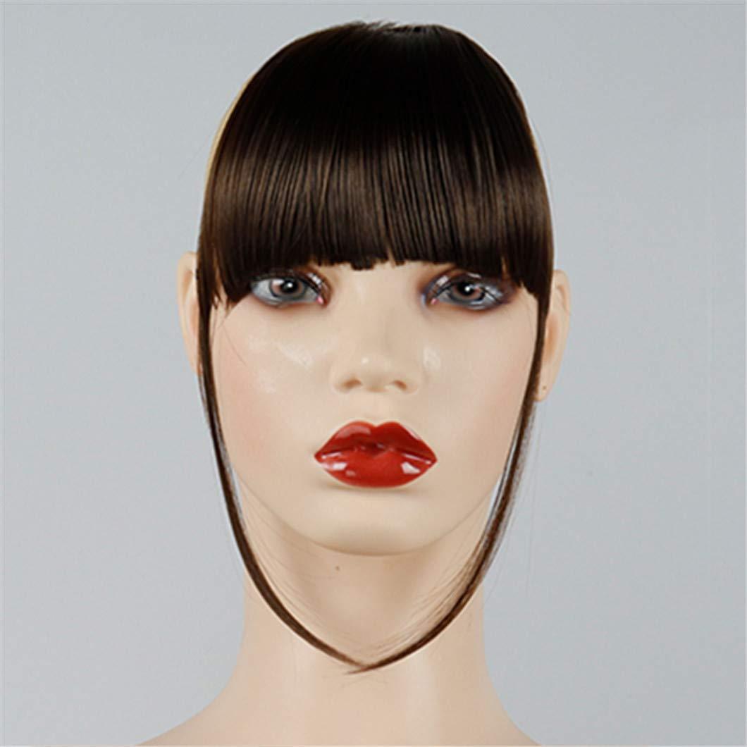 SSJFZM Clip In Hair Bangs Hairpiece Synthetic Fake Bang Hair Piece Clip In Hair Extension Air Bangs Clip On Bangs Black Brown D05-12 6inches