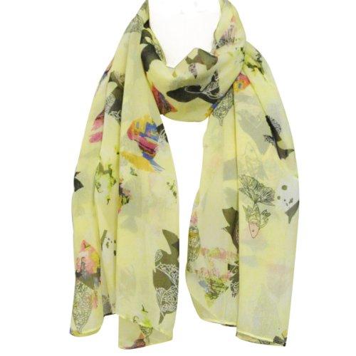 allydrew Allydrew Chiffon Under the Sea Fish Pattern Long Scarf, Yellow
