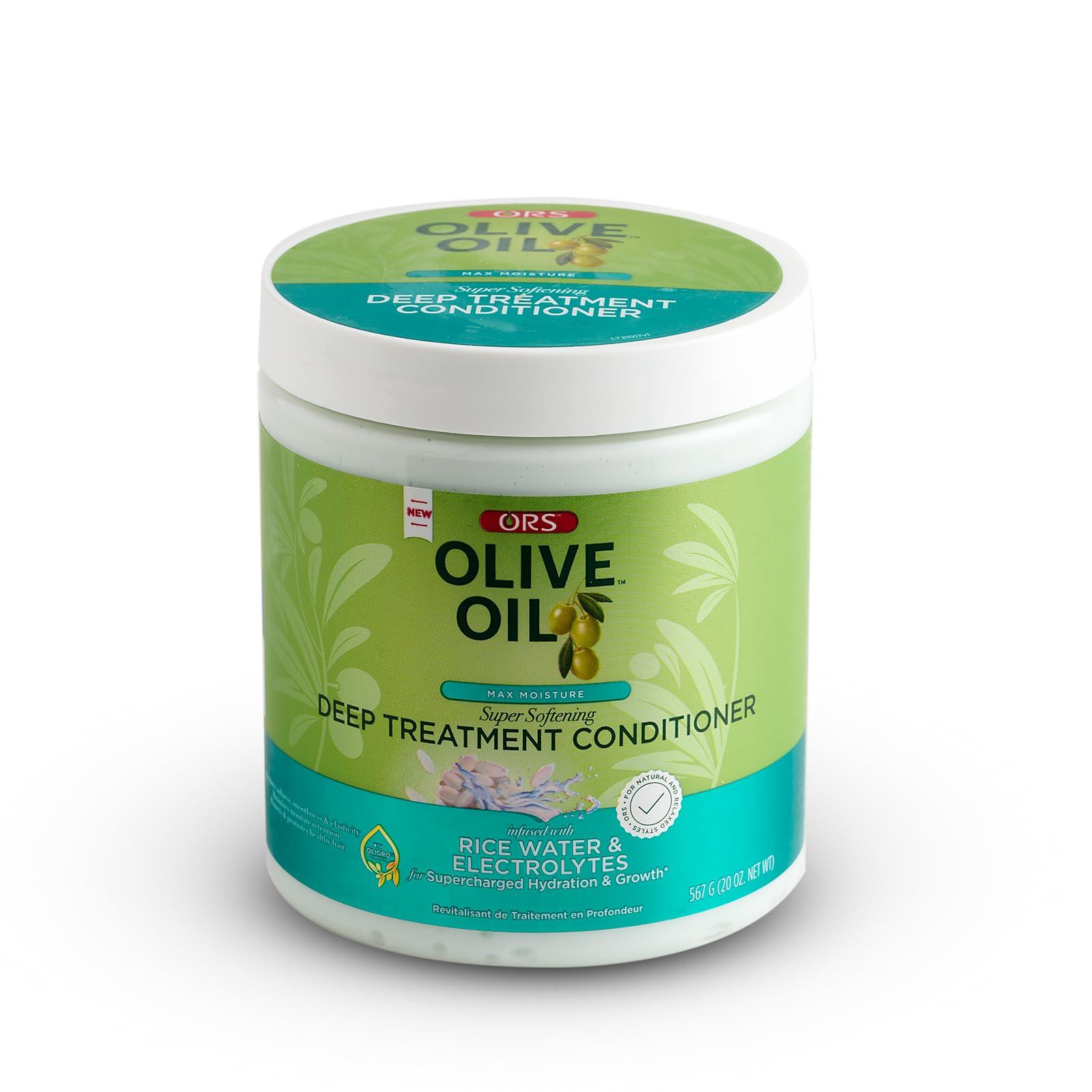 ORS ORS Olive Oil Max Moisture Super Softening Deep Treatment Conditioner Infused with Rice Water & Electrolytes - ORS Olive Oil Max Moisture Leave-In Conditioner with Rice Water and Electrolytes - Bundle