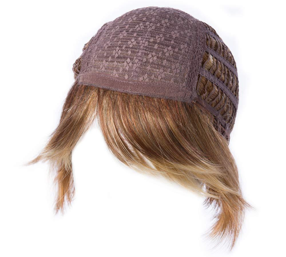 Toni Brattin & Maxwigs Enticing Avg Cap Wig Color Red Blonde - Tony Brattin\'s 8\" Mid Length Shabby Chic Flipped Layers Side-Swept Bangs Changelite Heat Friendly Synthetic Peluca de Capas Invertidas Hairloss Booklet