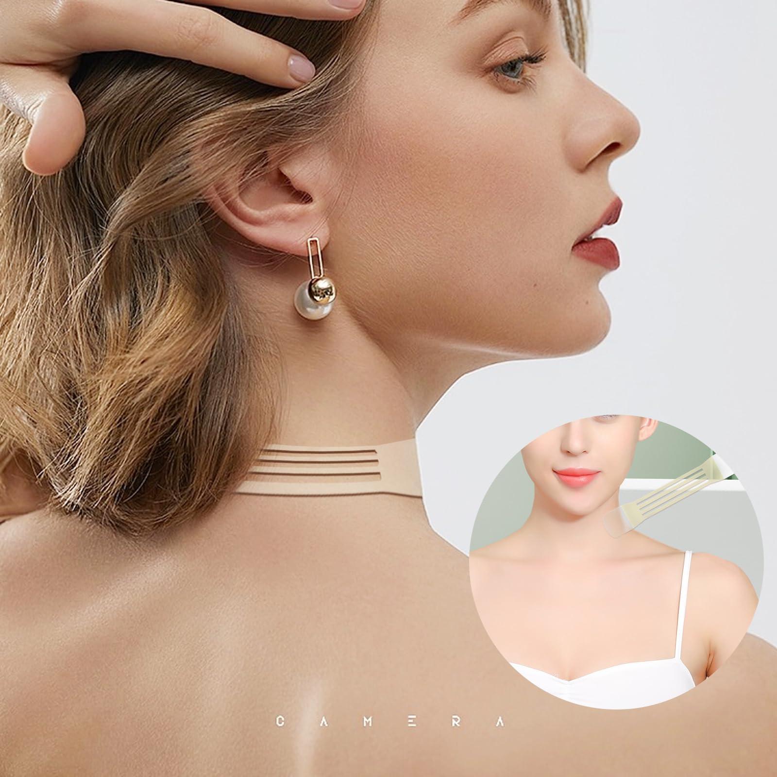 Friendship Friendship 48 Pack Neck Lifting Tapes Invisible Neck Lifting Bands Patches Stickers Neck Tightening Tape for Women Skin Care(8pcs elastic neck bands, 40pcs replacement tapes)