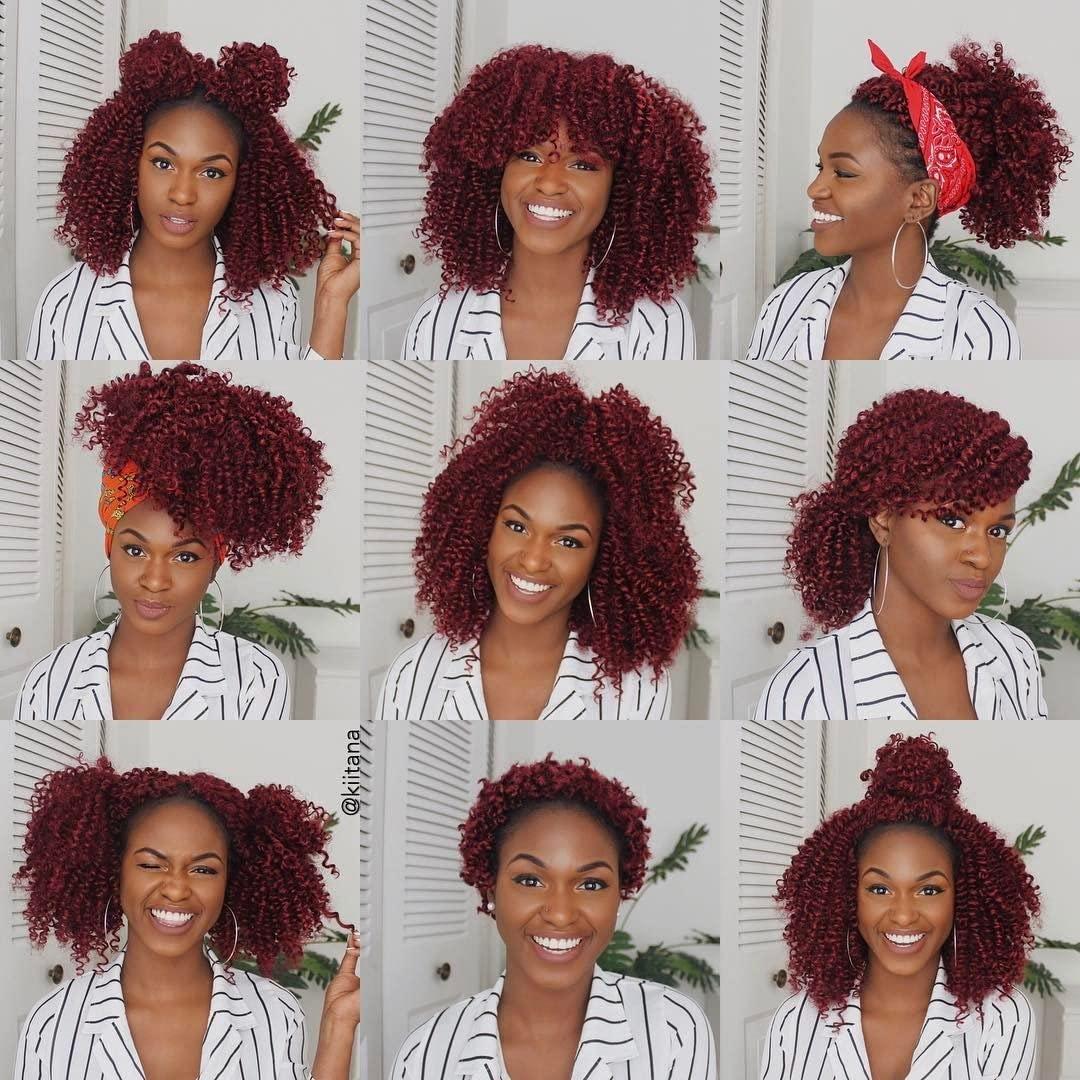 CC Hair Red Curly Wigs for Black Women Afro Curly Wigs with Bangs Afro Hair Synthetic Fiber Wigs Short Curly Wig (14inch)