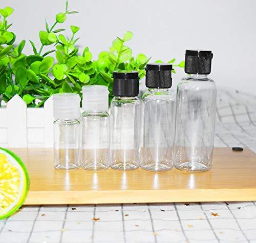erioctry 12Pcs 15ml/0.5oz Empty Plastic Sample Travel Bottle Container Jar Pot Vial with Black Flip Lid Perfect for Emollient Water Shower Gel Emulsion Etc