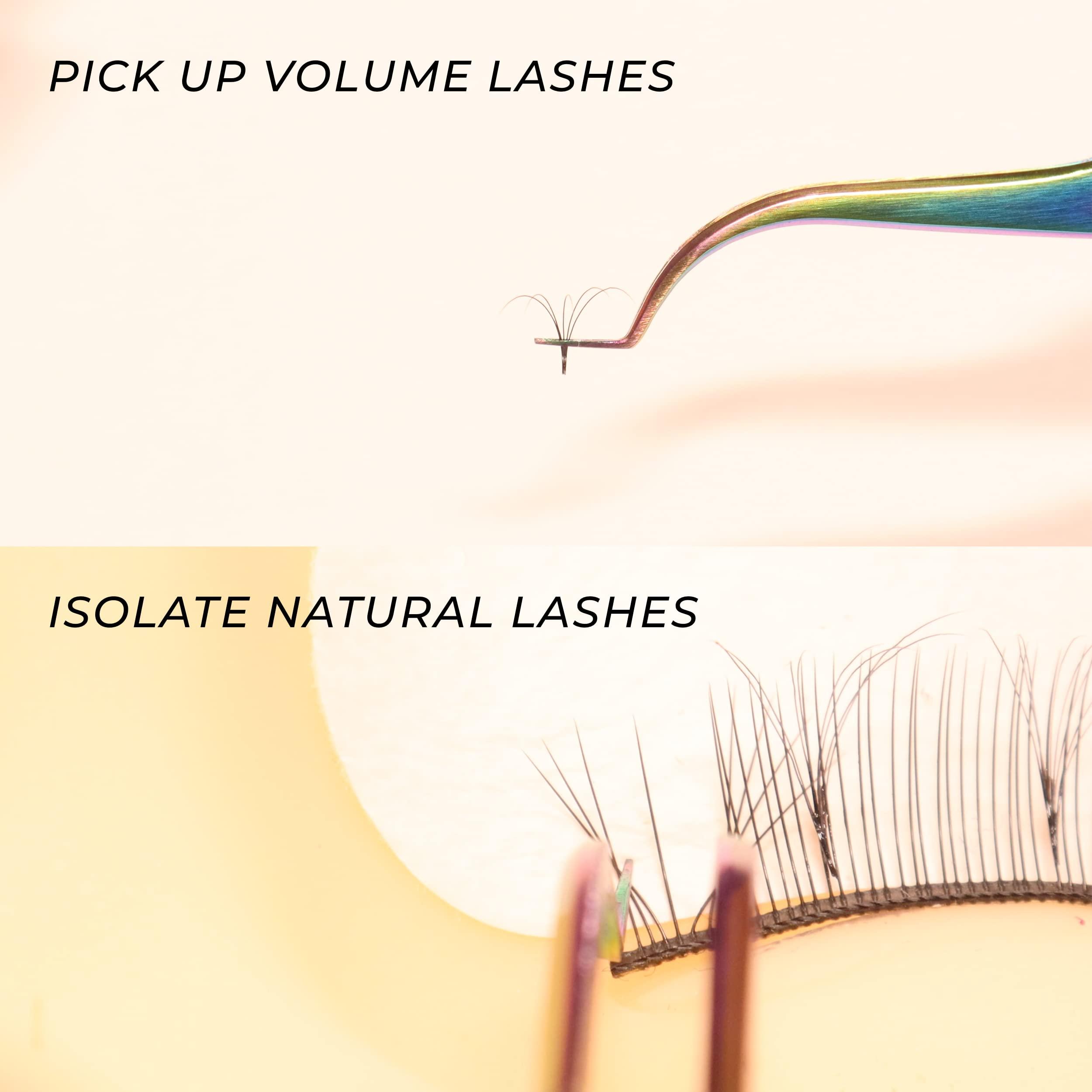 LLBA LLBA Lash Tweezer Professional Volume False Lash Application Tool | Multi Shapes & Purposes Tweezers | Non-Slip Grip Tweezers for Volume, Isolation & Classic Lashes (Galaxy, Save Time Inner Corner)