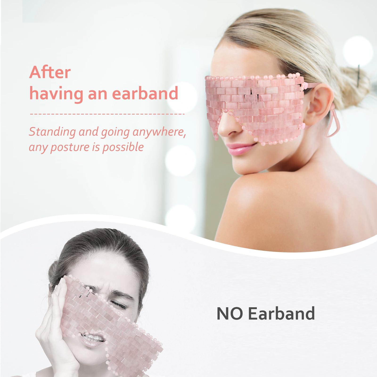 ideayard ideayard Rose Quartz Eye Mask, Cooling Jade Eye Mask 100% All Natural Crystal Eye Mask for Facial