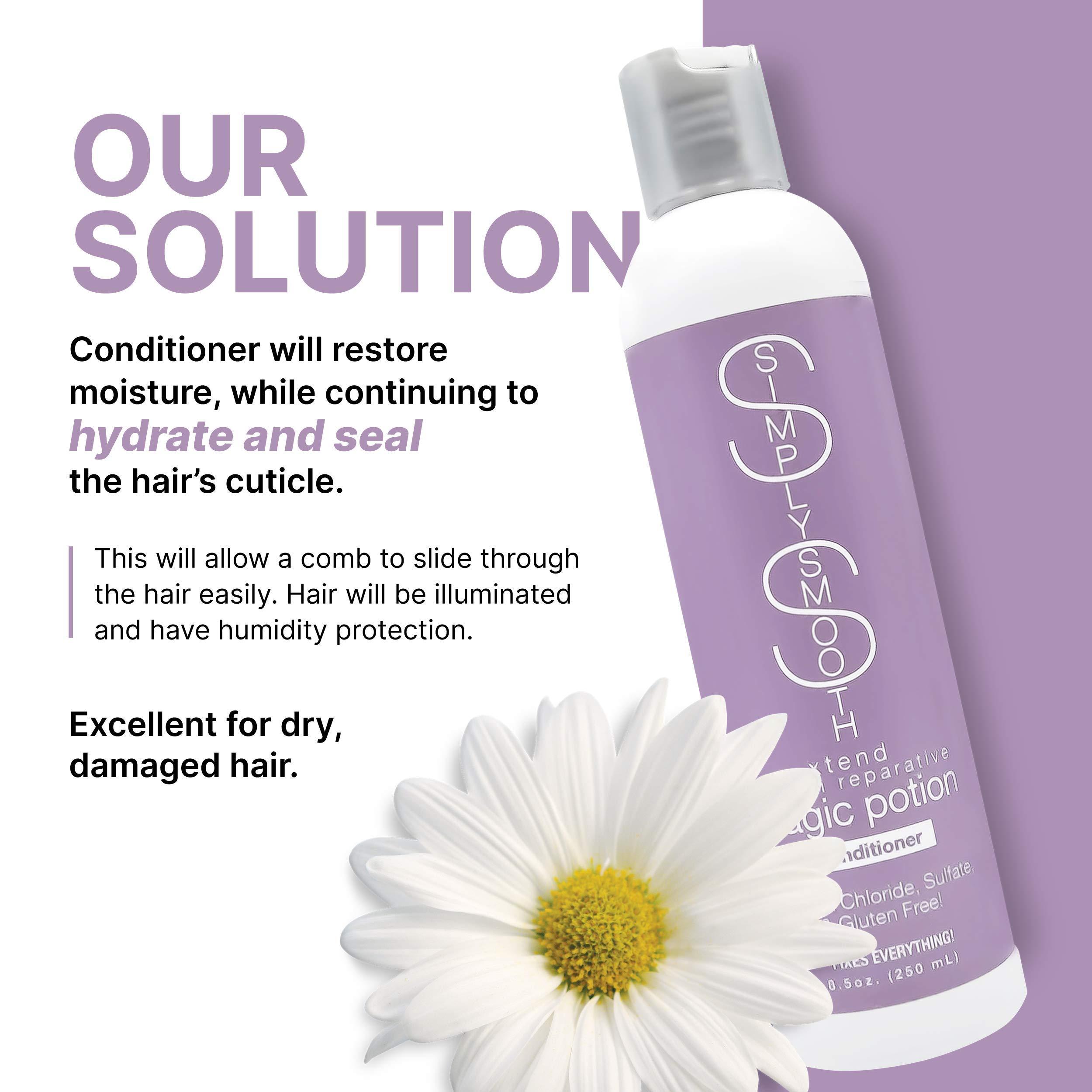 SIMPLY SMOOTH Simply Smooth Keratin Reparative Magic Potion Shampoo and Conditioner - Collagen Soothing Daily Haircare for All Hair Types with Anti-Breakage Benefits, 8.5 Oz