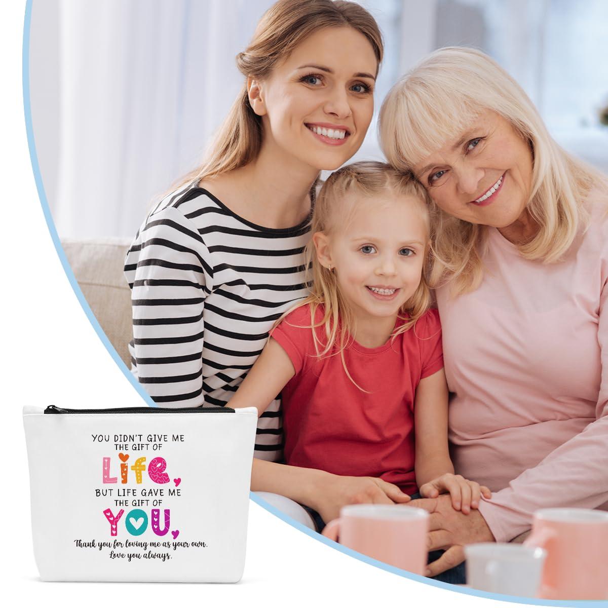 Sldpngo Mothers Day Bonus Mom Gifts for Stepmom Makeup Bag, Mother in Law Birthday Gifts Retirement Thank You Gifts for Bonus Mom Cosmetic Bag, Bonus Mom Birthday Gift Ideas Makeup Pouch