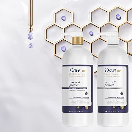 Dove Dove Hair Therapy Serum + Conditioner Rescue & Protect Hair Care For Split Ends and Damaged Hair Visibly Repairs Hair in 1 Minute 33.8 fl oz