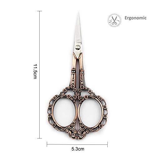 EBANKU Professional Manicure Scissors, EBANKU Vintage Stainless Steel Cuticle Precision Beauty Grooming for Nail, Facial Hair, Eyebrow, Eyelash, Nose Hair (Red Bronze)