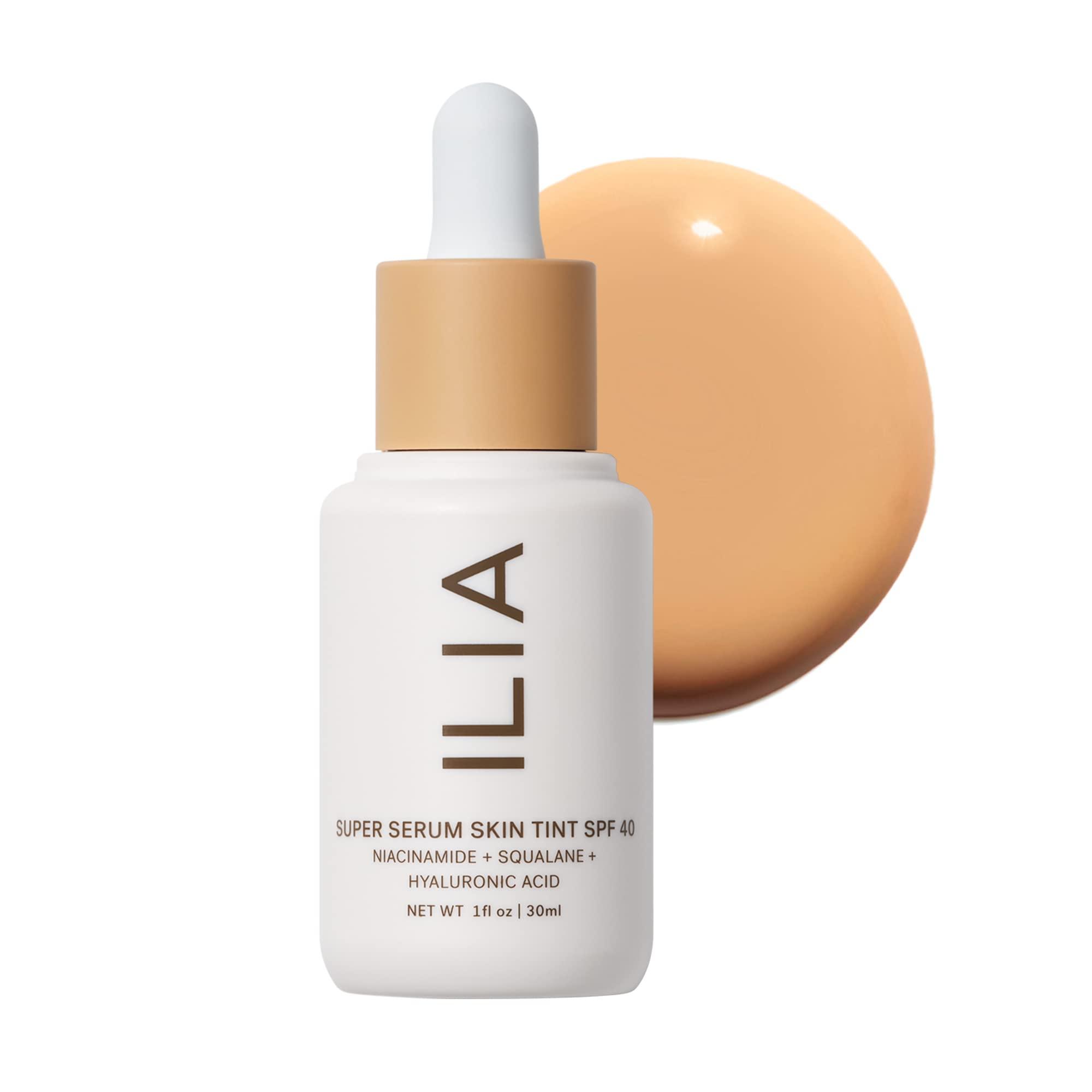 ILIA ILIA - Super Serum Skin Tint SPF 40 | Non-Comedogenic, Vegan, Lightweight to Help Against Blue Light, + Pollution while Hydrating, Smoothing, + Refining (Shela ST8, 1 fl oz | 30 ml)
