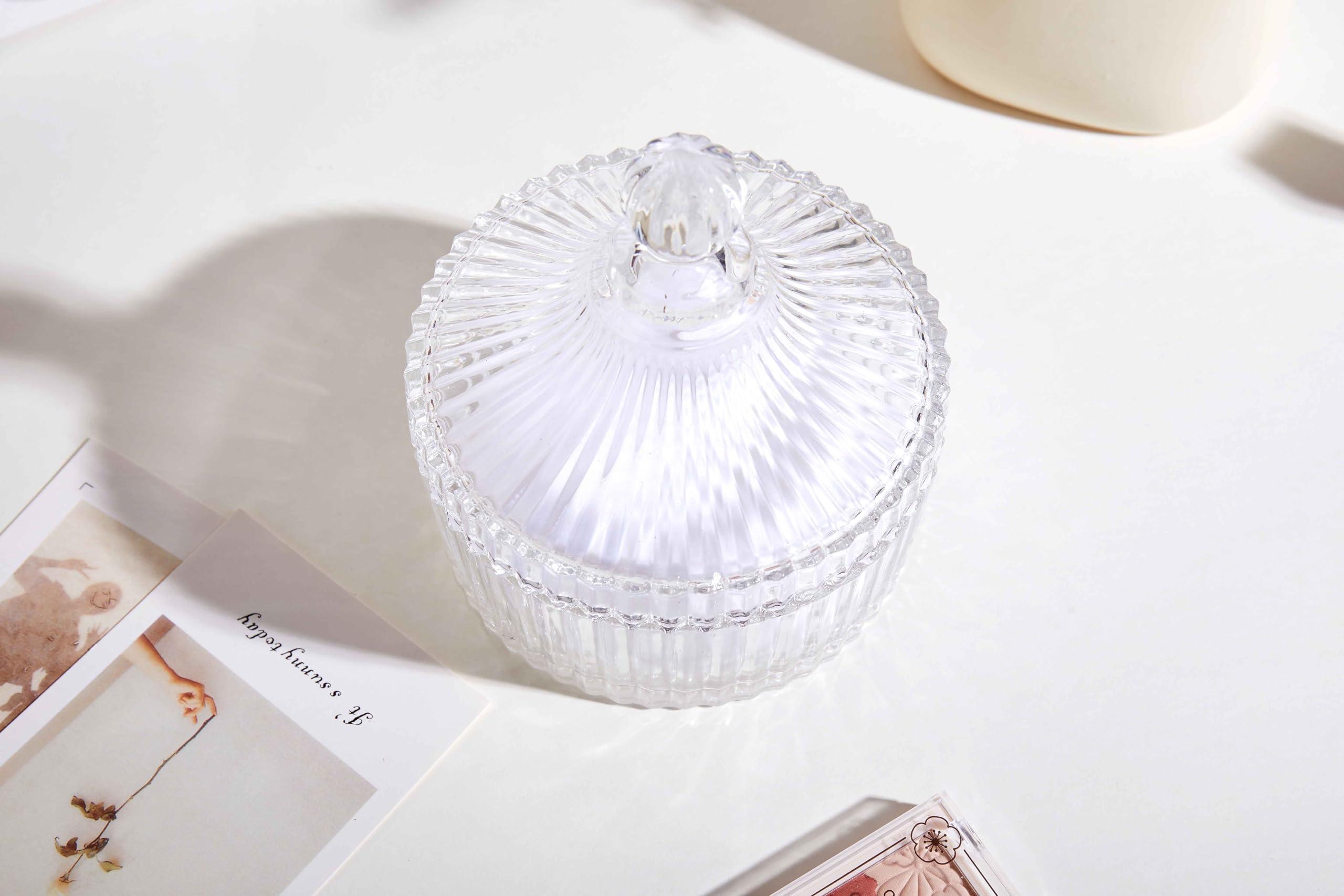 COSHINE COSHINE Extra Large Body Powder Puff Dish, Powder Puff Crystal Container, Body Puff Jar, Puff not Including