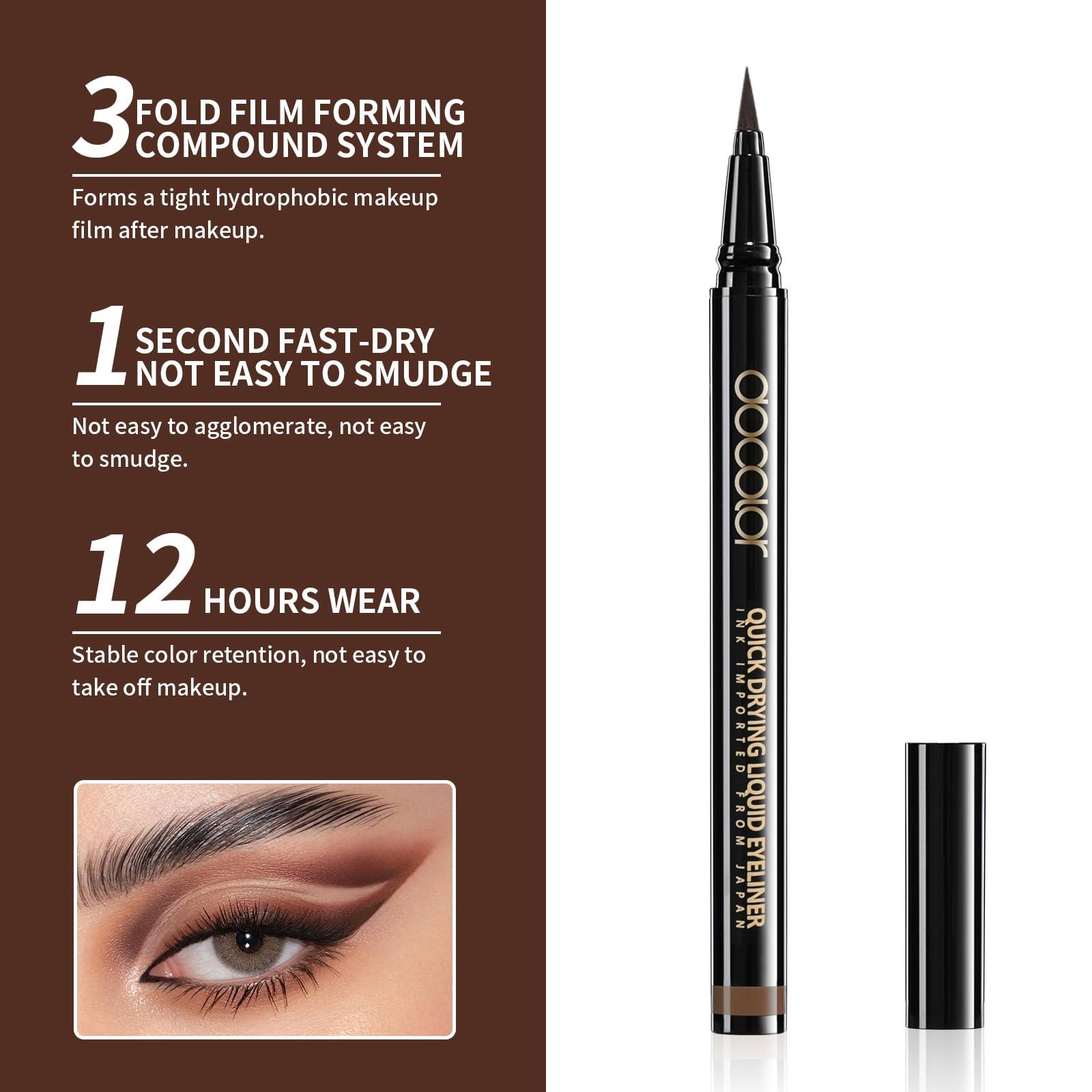 docolor docolor Brown Eyeliner Ultra-Pigmented & Waterproof Eye Liner Quick Drying Liquid Eyeliner Vegan & Cruelty-Free