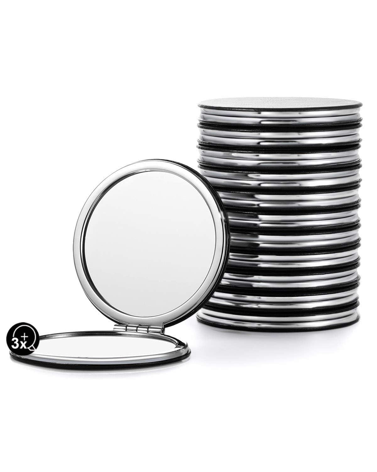 Getinbulk Getinbulk Compact Mirror Bulk, Set of 12 Round Double-Sided 1X/3X Magnification PU Leather (Black, 2.8")